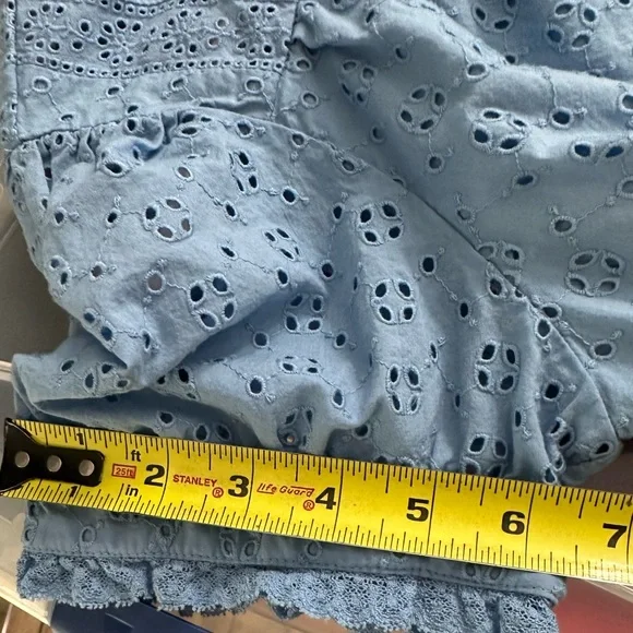 J. Crew Button Front Cropped Eyelet Top Blouse Hydrangea Blue size Medium - Picture 9 of 15